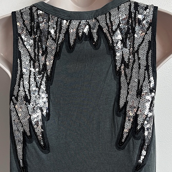 Express Scoop Neck High Low Silver Sequin Gray Pullover Tank Top Extra Small - Picture 4 of 7